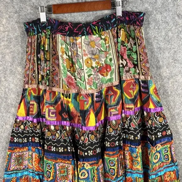 VTG SOFT SURROUNDINGS Boho Gypsy Kamala Jungle Print Maxi Skirt XL - Picture 7 of 8